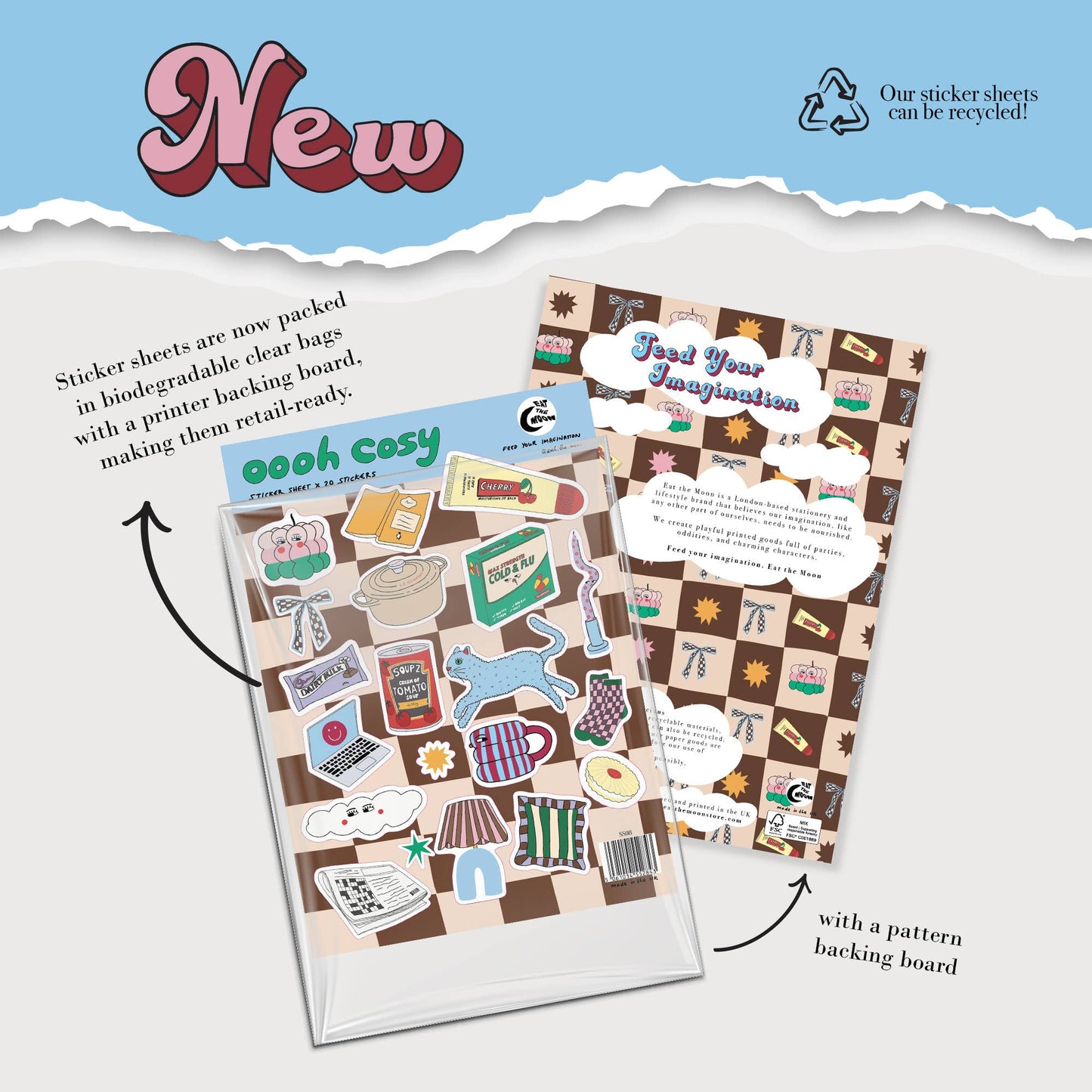 A5 sticker sheet; cosy design, scrapbooking, junk journal