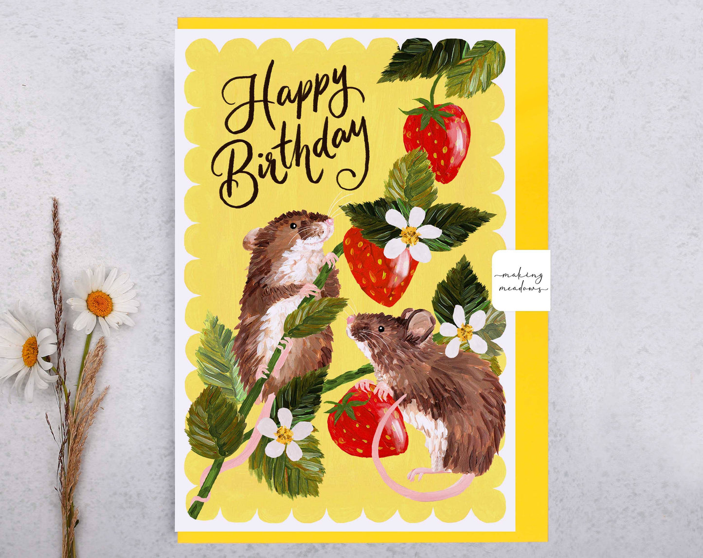 Happy Birthday Field Mice Card