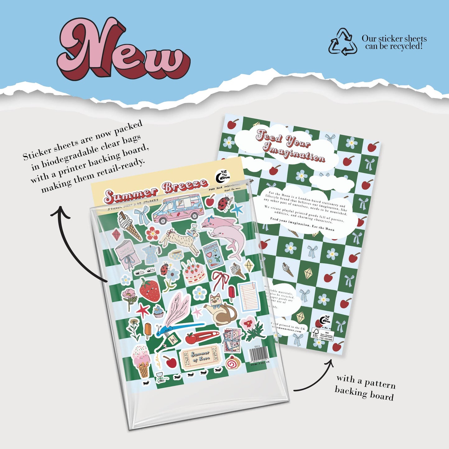 A5 Summer breeze sticker sheet, trinket design, scrapbooking
