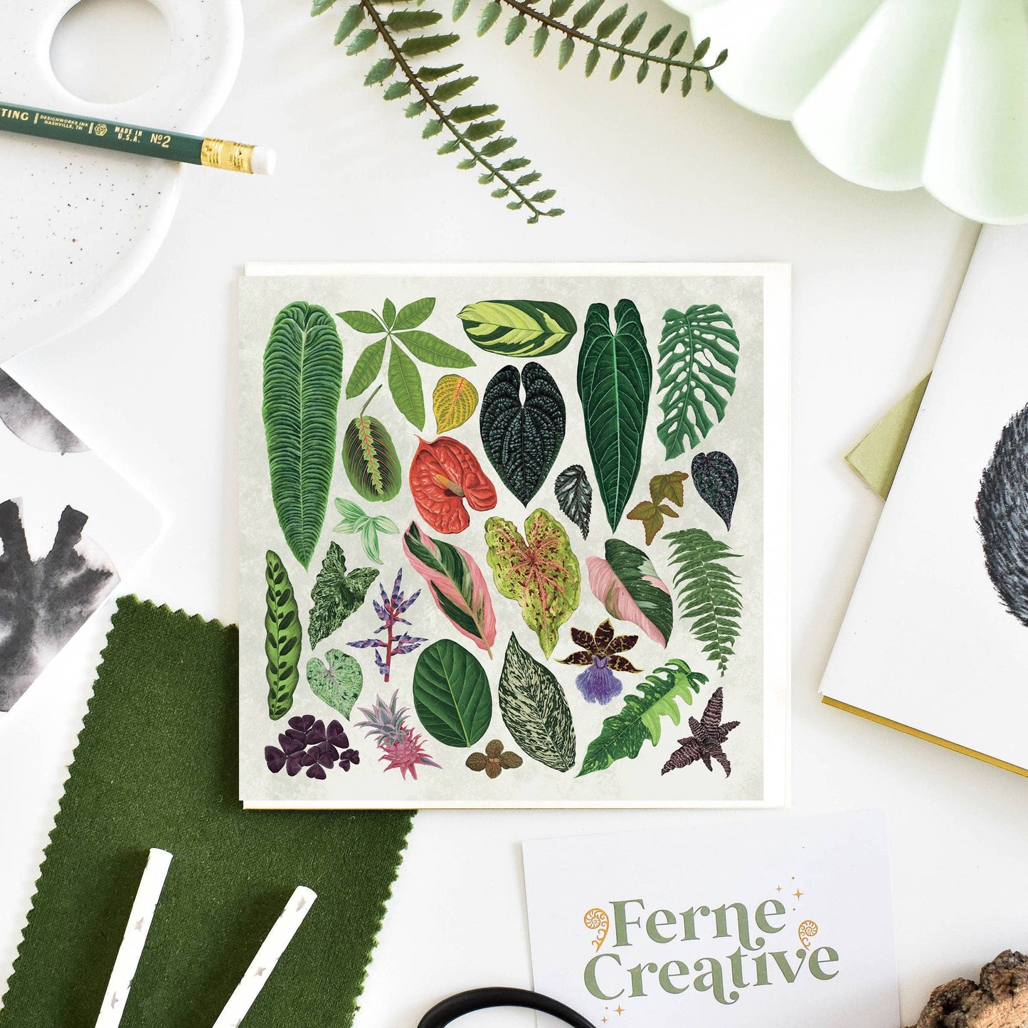 Tropical Houseplants Greeting Card