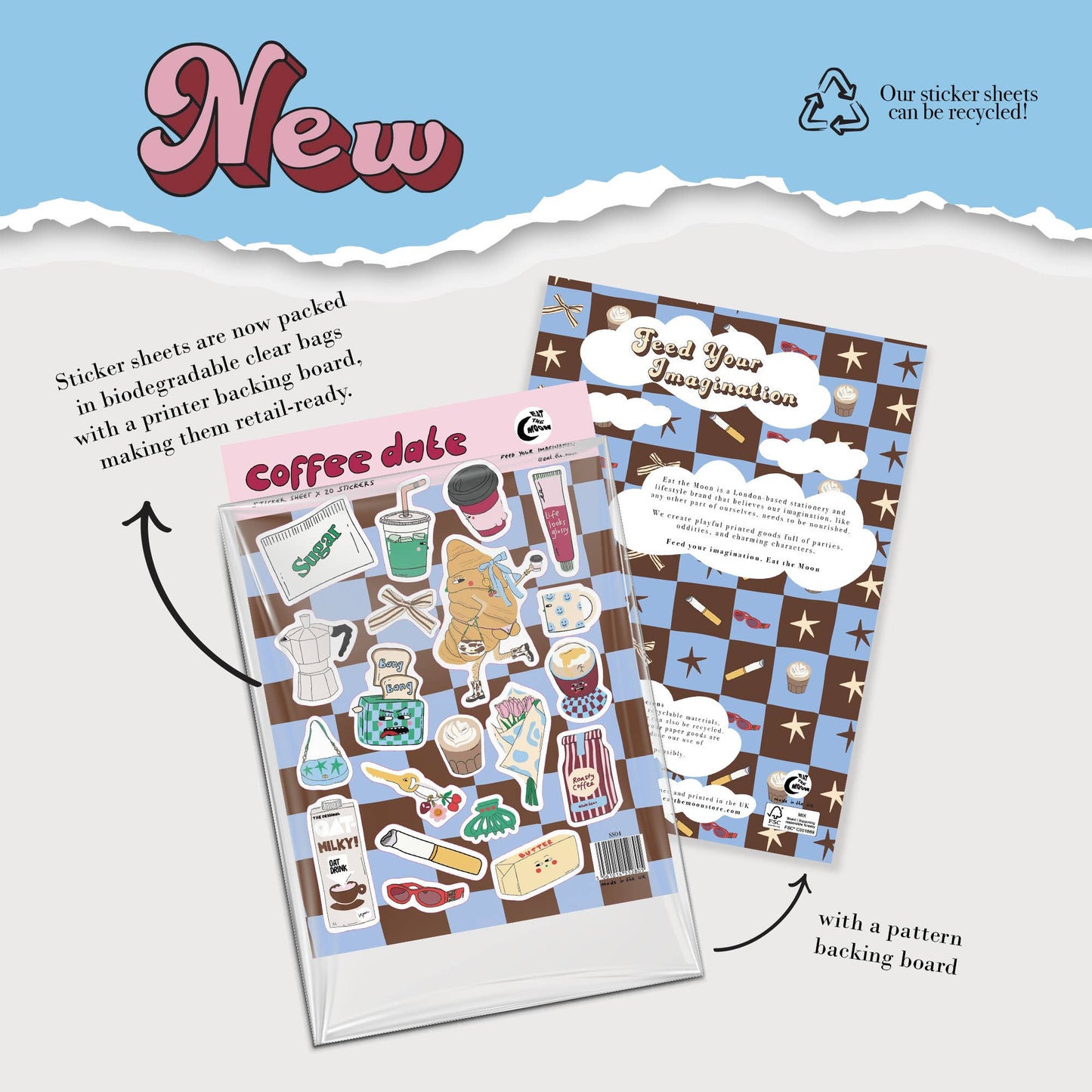 A5 sticker sheet junk journal, coffee dates design