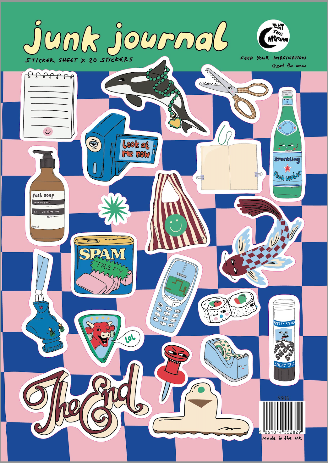 A5 sticker sheet; junk journal design, scrapbook stickers