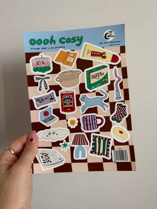 A5 sticker sheet; cosy design, scrapbooking, junk journal