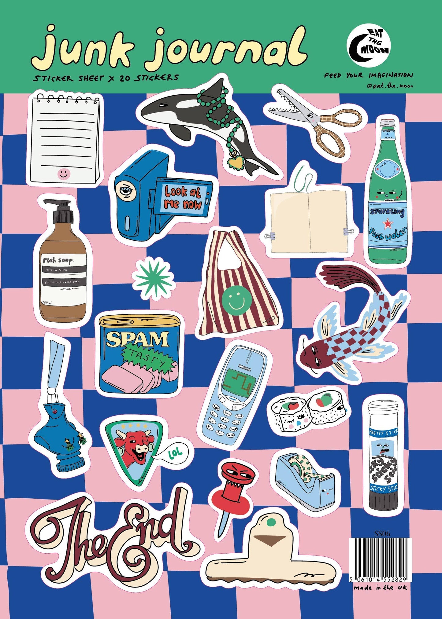 A5 sticker sheet; junk journal design, scrapbook stickers
