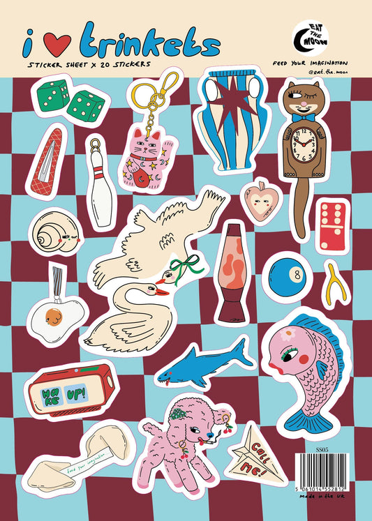 A5 junk journal sticker sheet, trinket design, scrapbooking