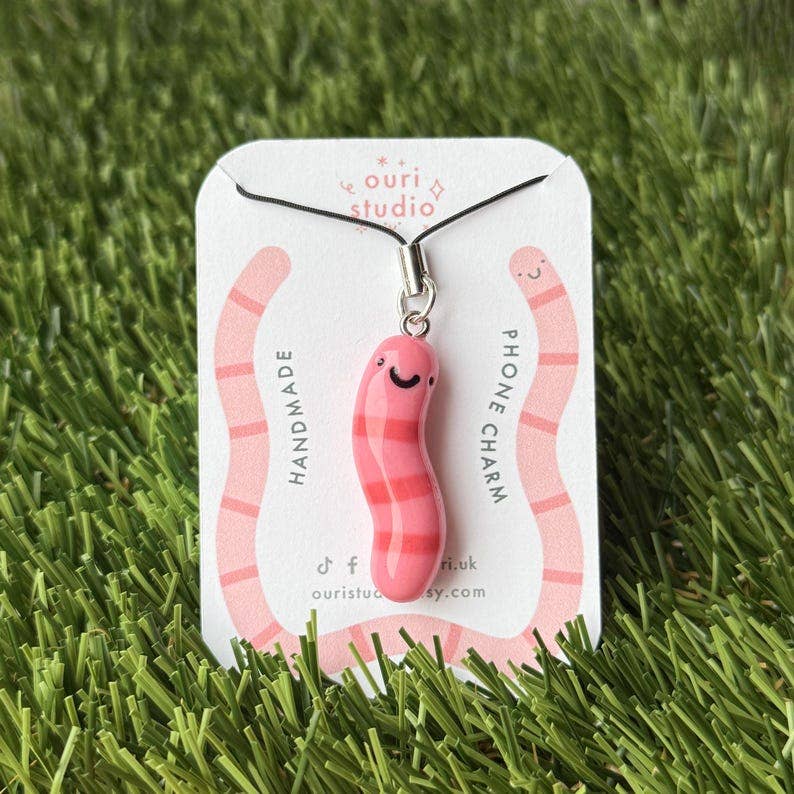 Handmade Worm Phone Charm