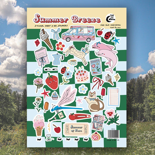 A5 Summer breeze sticker sheet, trinket design, scrapbooking