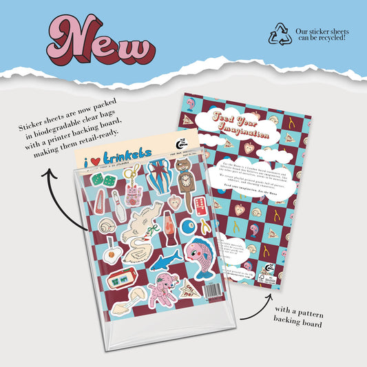 A5 junk journal sticker sheet, trinket design, scrapbooking