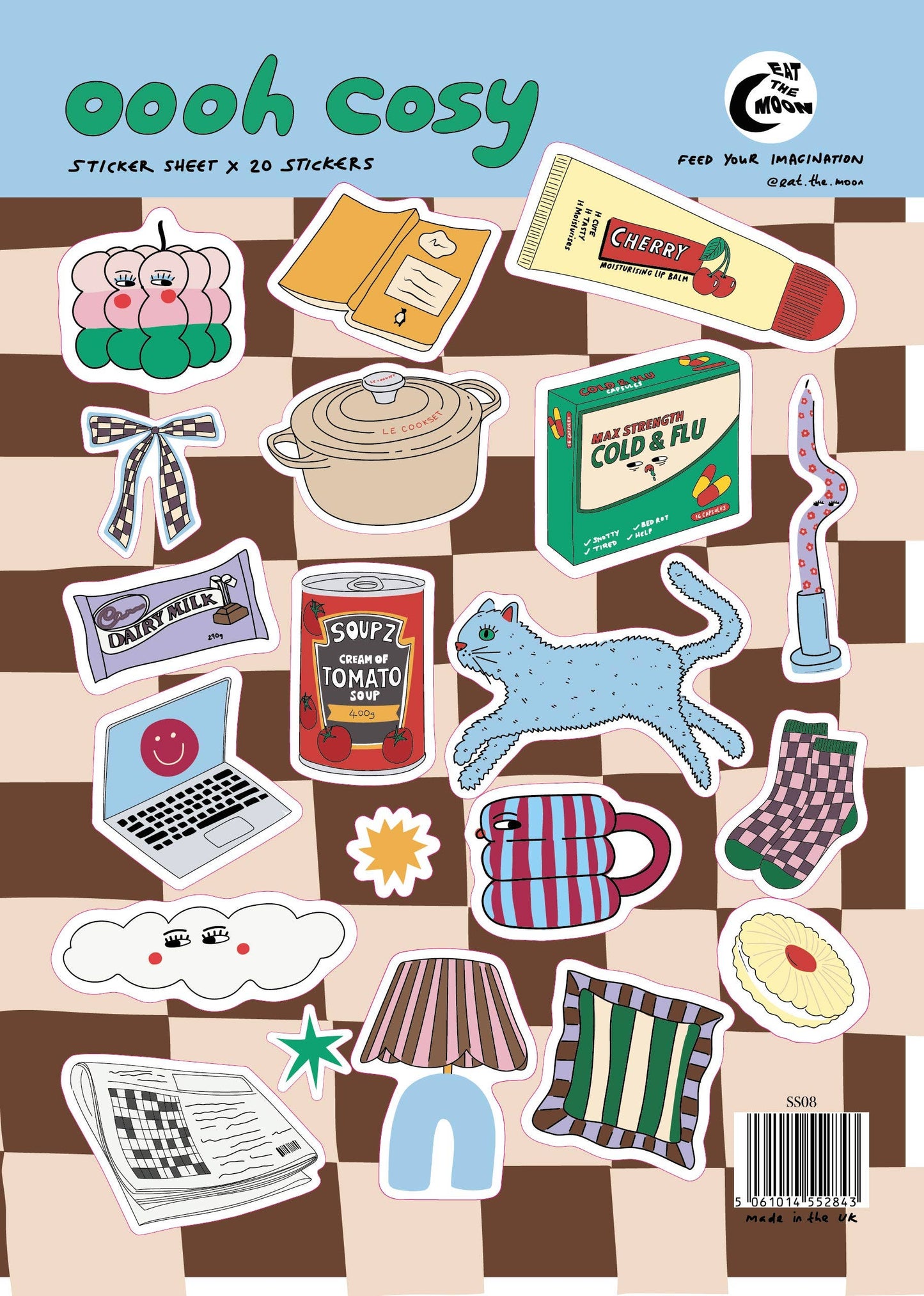 A5 sticker sheet; cosy design, scrapbooking, junk journal