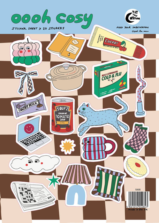 A5 sticker sheet; cosy design, scrapbooking, junk journal