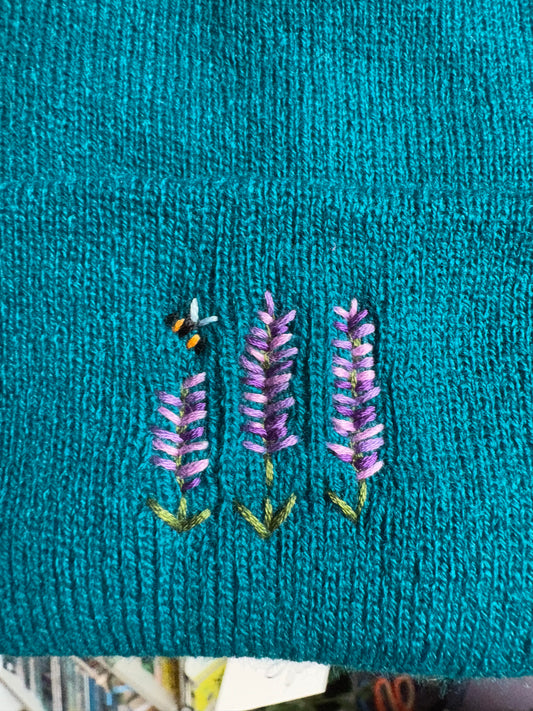 Embroidered Adult Beanie Hat Lavender