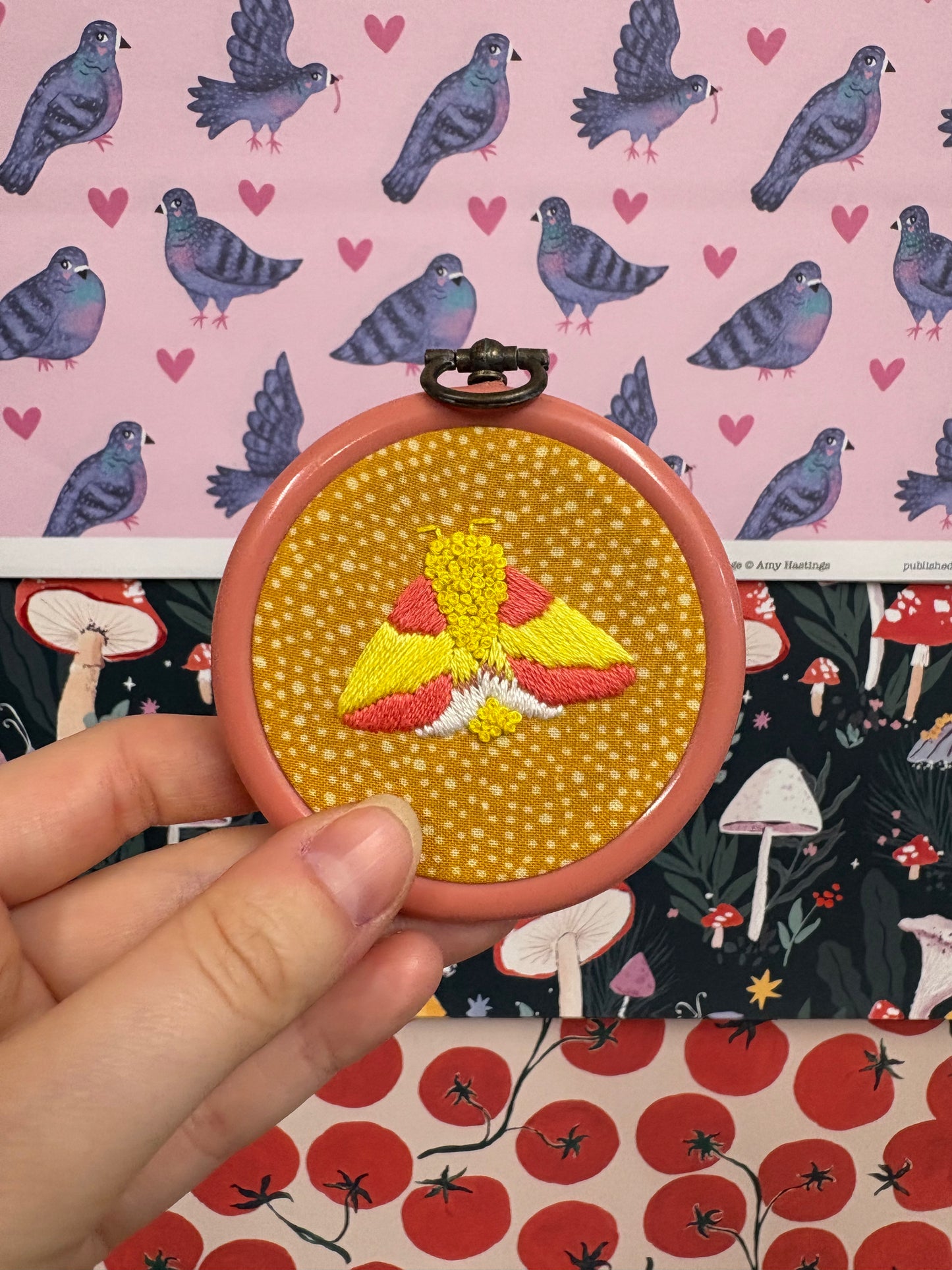 Mini Rosy Maple Moth Embroidery