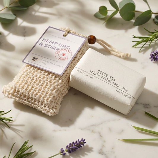 Green Tea Soap & Exfoliating Hemp Bag