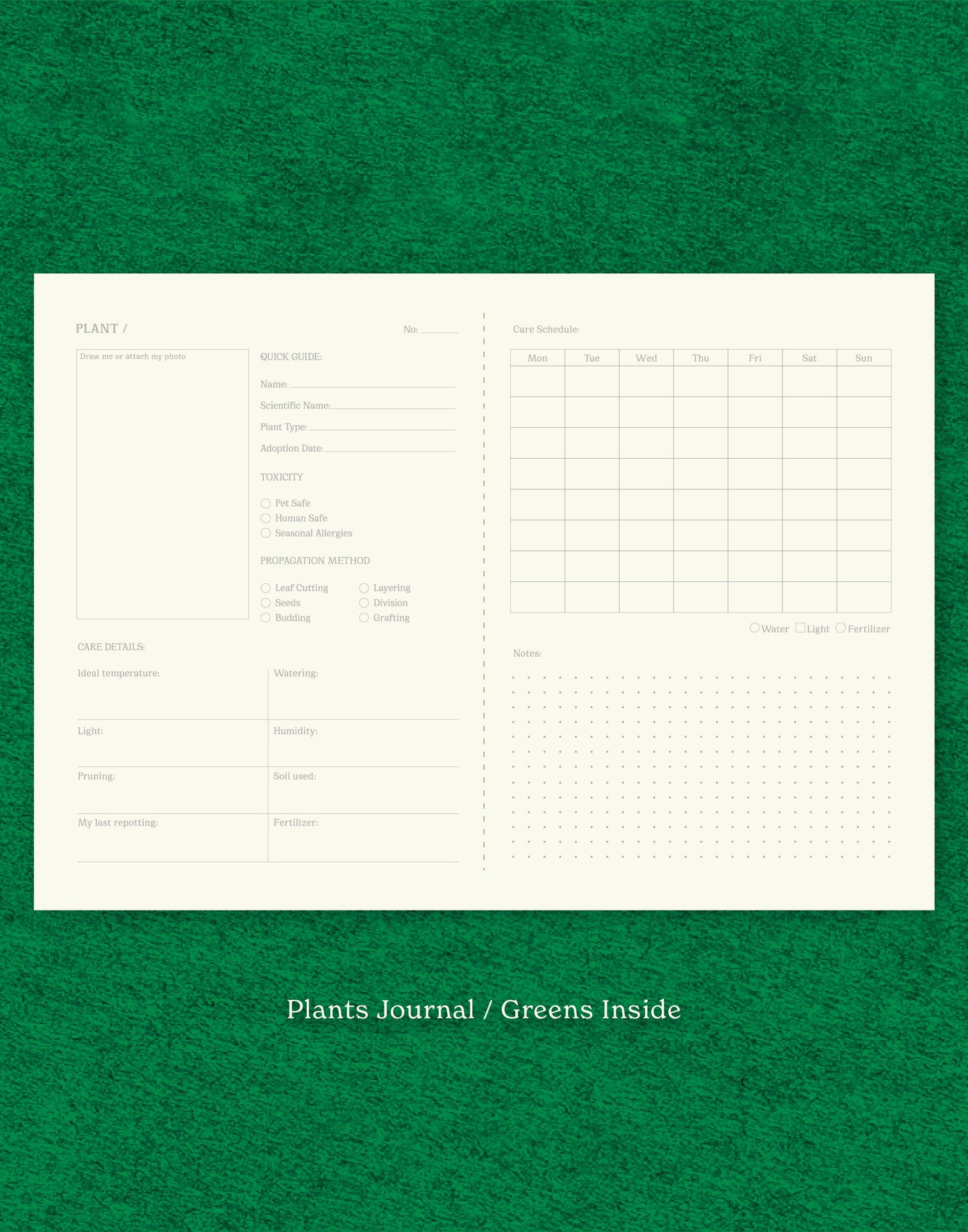 Plants Care Journal - Green