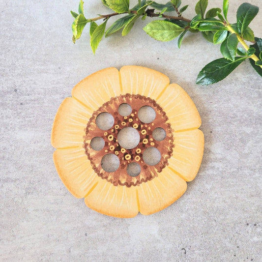 Sunflower Wooden Stem Frog Sorter