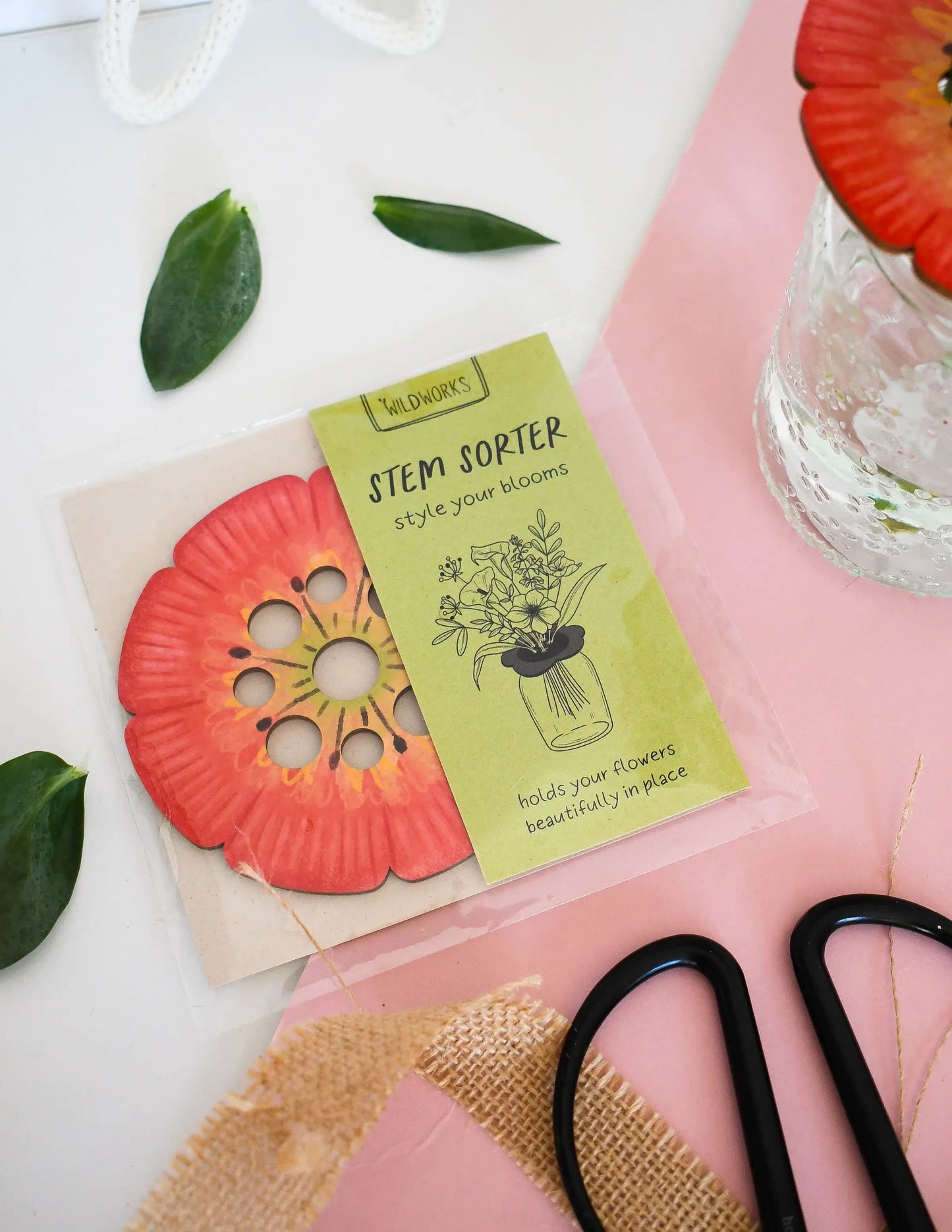 Pink Wooden Stem Frog Sorter