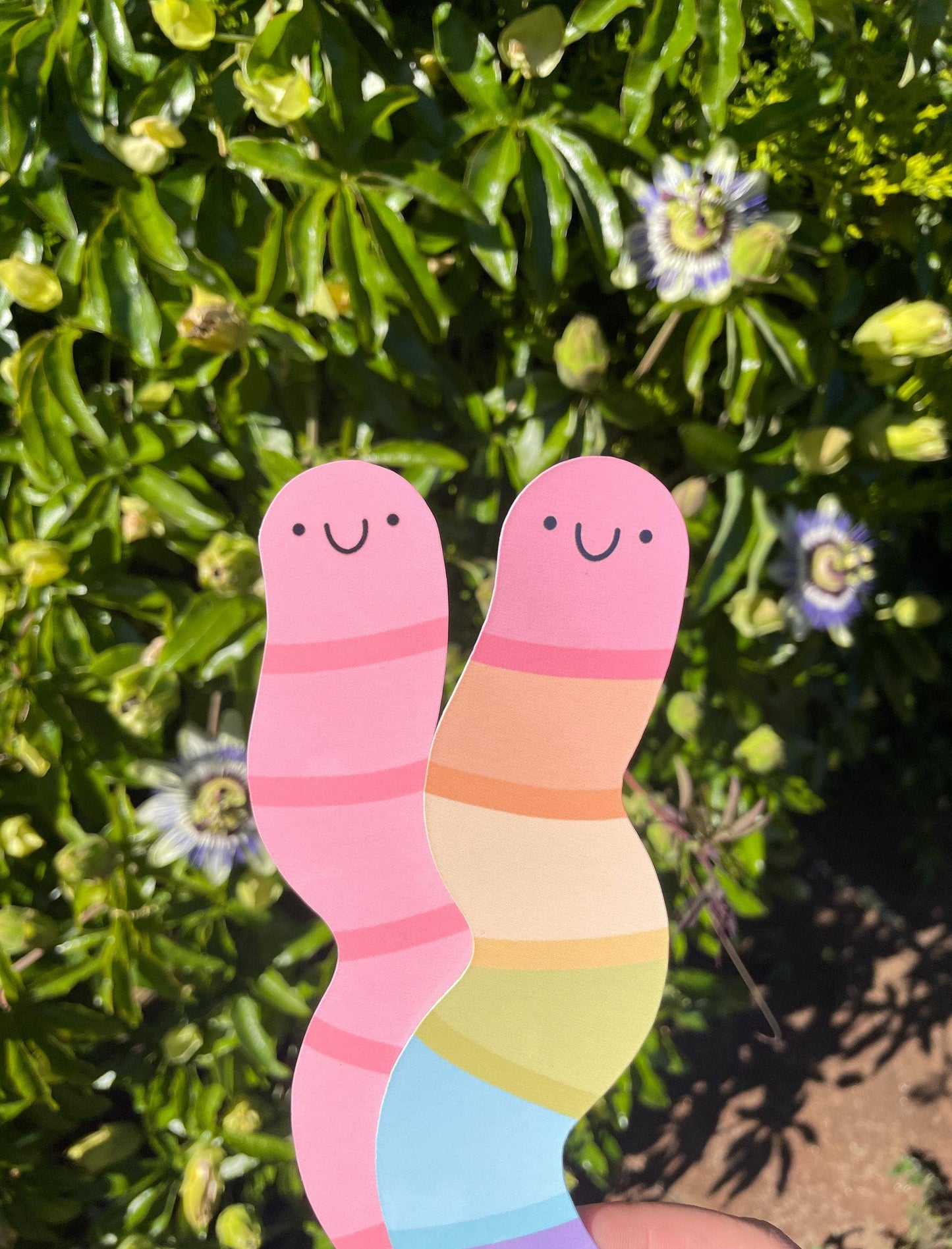 Worm Bookmark - Pink or Rainbow