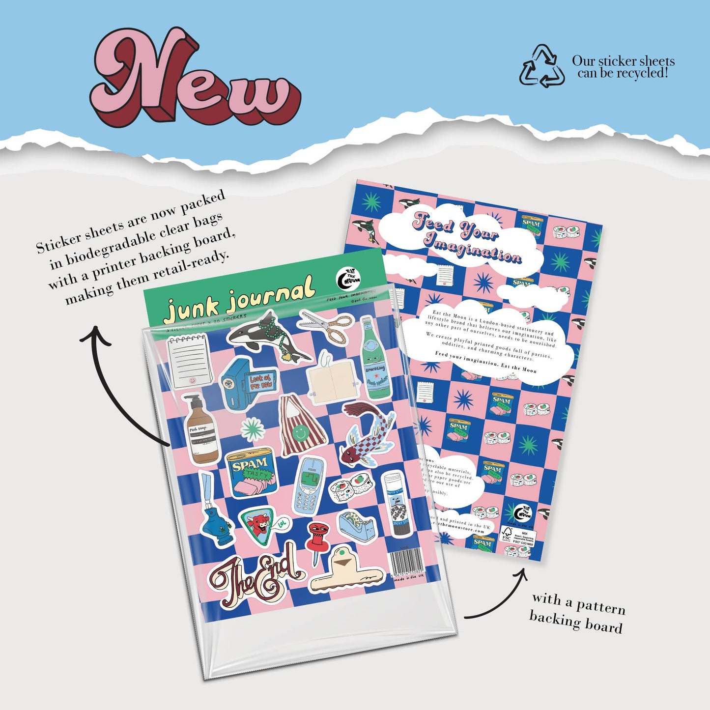 A5 sticker sheet; junk journal design, scrapbook stickers