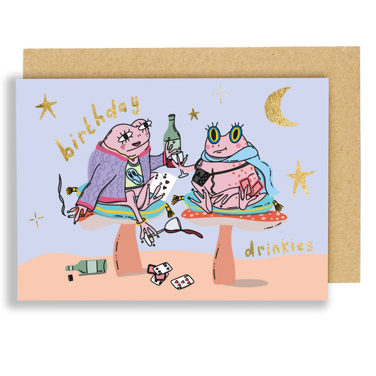 Frogs Birthday Drinkies Card